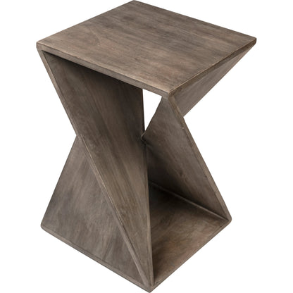 Prado Sculptural Side Table by Arch & Plane in grey, brown and grey wash with acrylic sealed finish. Made from mango wood in a modern style.
