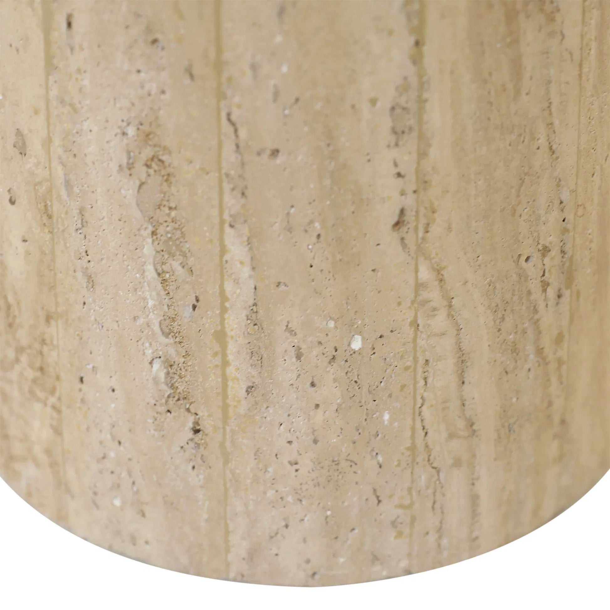 Willow End Table by Arch & Plane in beige. Made from travertine stone in a transitional style.