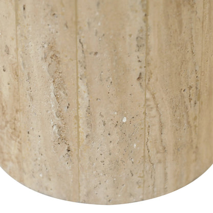 Willow End Table by Arch & Plane in beige. Made from travertine stone in a transitional style.