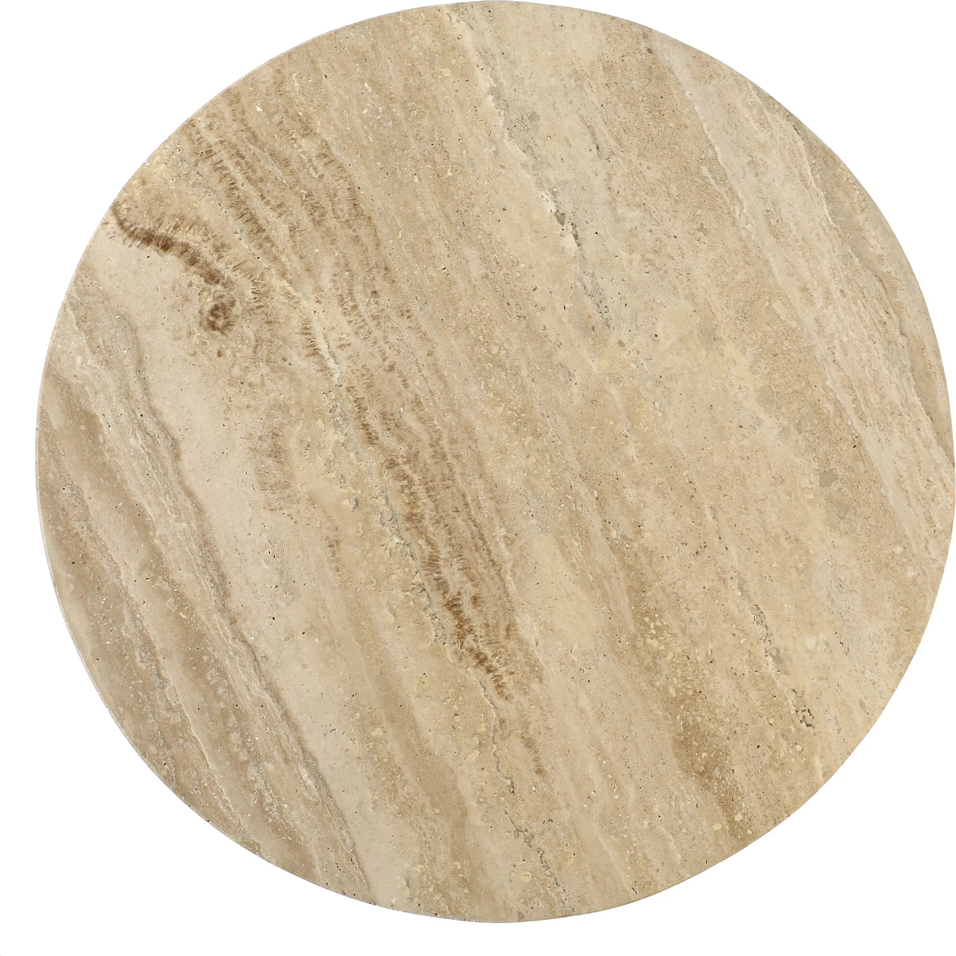 Willow End Table by Arch & Plane in beige. Made from travertine stone in a transitional style.