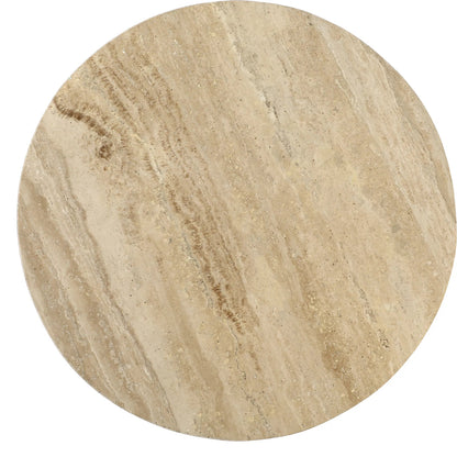 Willow End Table by Arch & Plane in beige. Made from travertine stone in a transitional style.