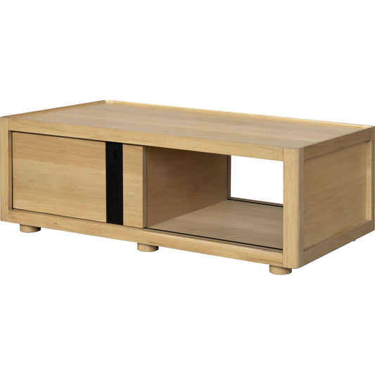 Shaye Coffee Table by Surya. Made from top: wood veneer, manufactured wood, steel, base: oak in a modern style.