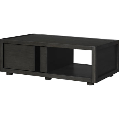 Shaye Coffee Table by Surya. Made from top: wood veneer, manufactured wood, steel, base: oak in a modern style.