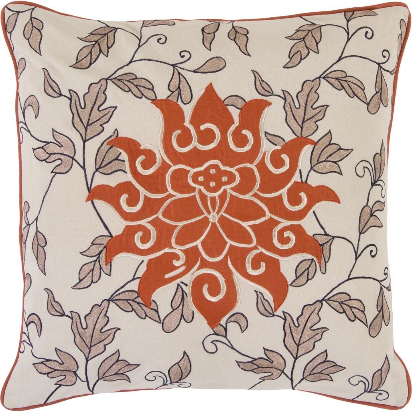 001 O-SURYA-SI2000-1818D,O-SURYA-SI2000-1818P | Primary Silo | Starburst Pillow - 18781 by Surya in rust, ink blue, light beige, tan. Made from 100% cotton in a traditional style.