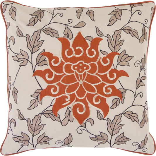 Starburst Pillow - 18781 by Surya in rust, beige, taupe, black. Made from 100% cotton in a traditional style.