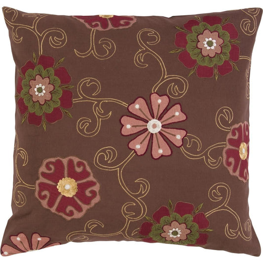Starburst Pillow - 13261 by Surya in chocolate, burgundy, olive, taupe, gold, ivory. Made from 100% cotton in a traditional style.