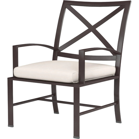 La Jolla Outdoor Dining Chair by Sunset West in browns. Made from aluminum in a modern style.