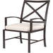 La Jolla Outdoor Dining Chair by Sunset West in browns. Made from aluminum in a modern style.