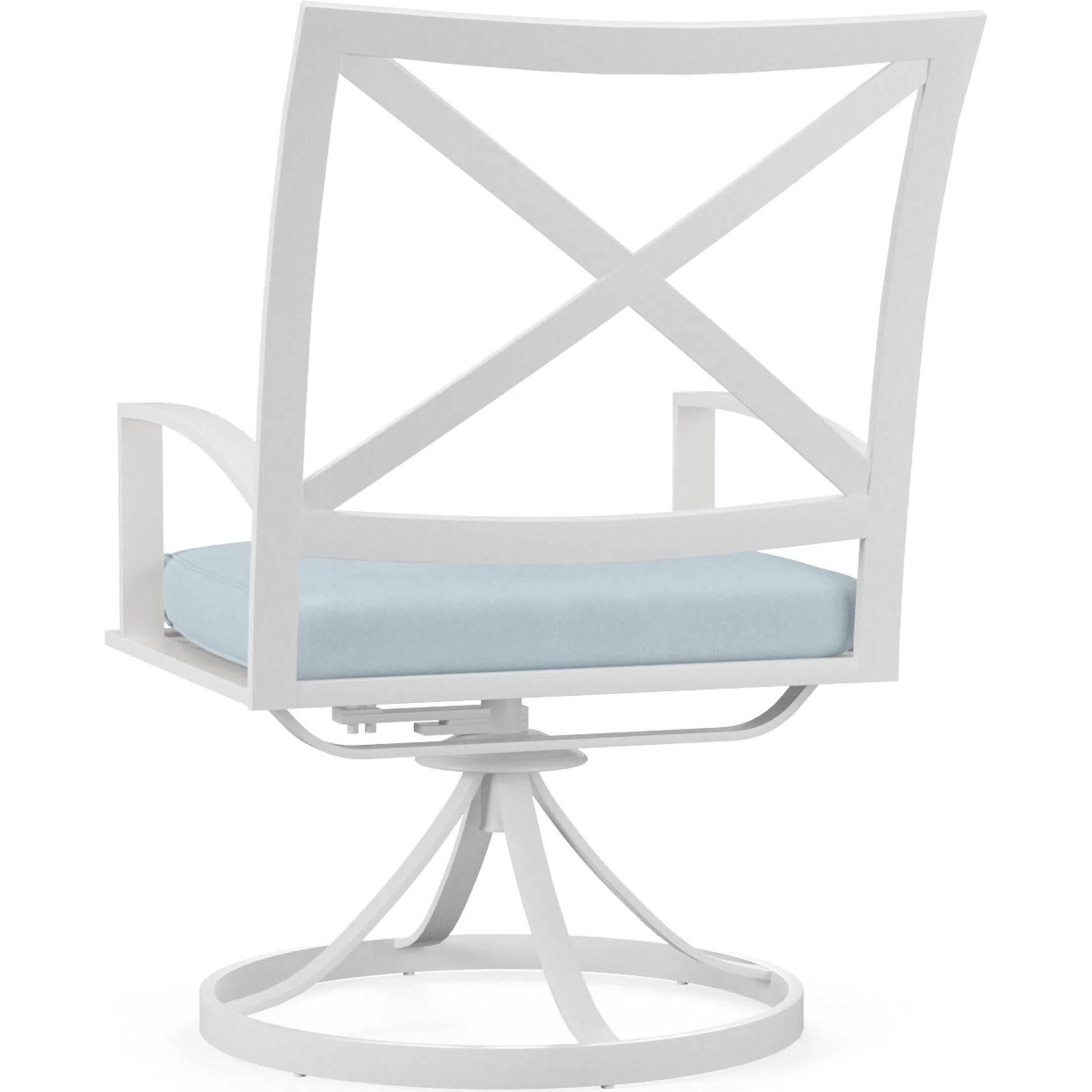 Bristol Outdoor Swivel Dining Chair in Canvas Flax w/ Self Welt by Sunset West. Made from aluminum in a modern style.