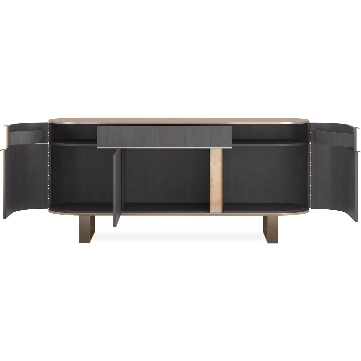 002 SI-2250545 | Additional Silo | Piet Sideboard by Caracole in zinc, brushed gold paint, brushed gold. Made from asian hardwood in a modern style.