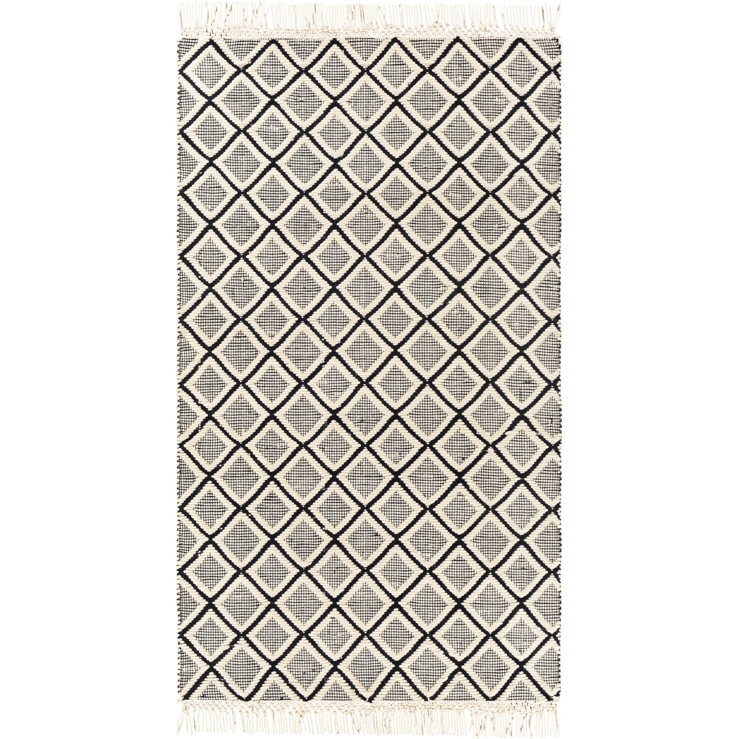 001 SI-1890069,SI-1890072,SI-1890073,SI-1890074,SI-1890075 | Primary Silo | Saint Clair Rug - 27904 by Surya in black, cream. Made from 100% new zealand wool in a unique style.