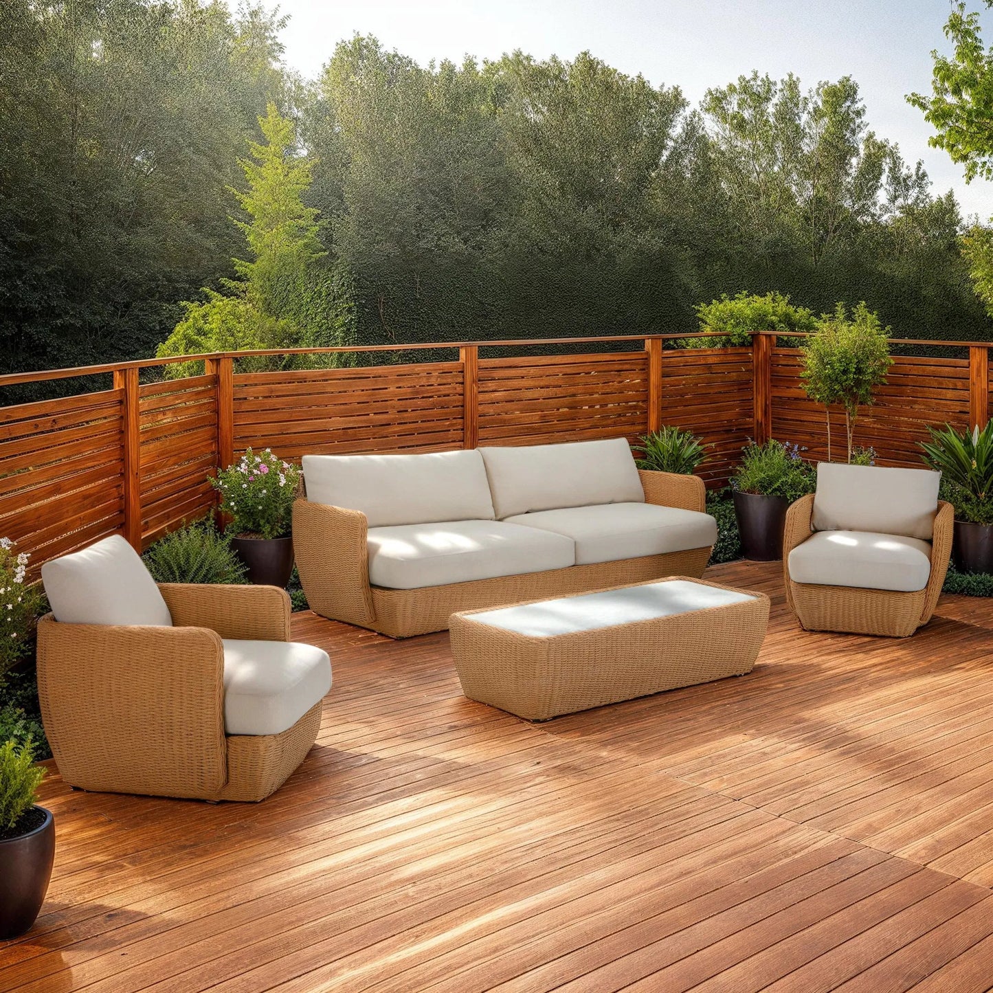 001 SI-2452952 | Lifestyle | Siesta Outdoor Coffee Table by LH Imports in grey and natural. Made from unique in a rustic style.