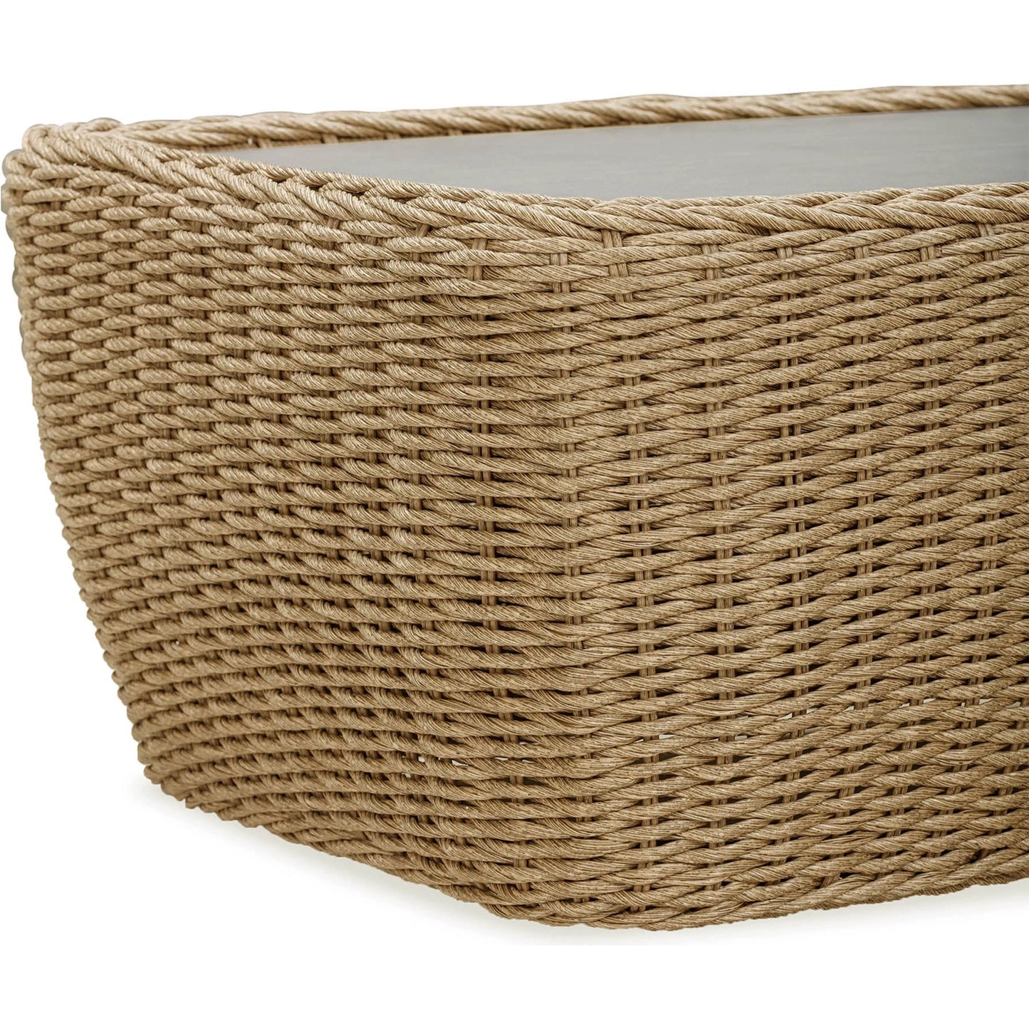 006 SI-2452952 | Closeup | Siesta Outdoor Coffee Table by LH Imports in grey and natural. Made from unique in a rustic style.