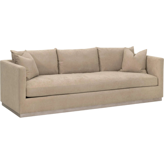 Siena Plinth Base Sofa by Essentials For Living in performance camel, natural gray oak. Made from solid oak wood, mdf, plywood in a transitional style.