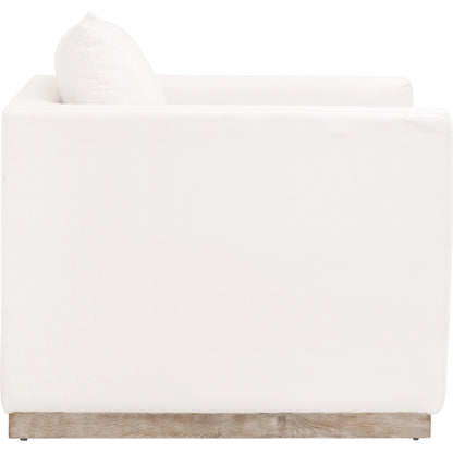 Siena Plinth Base Sofa Chair by Essentials For Living in natural gray oak, livesmart machale-ivory. Made from solid oak wood, mdf, plywood, 100% polyester fabric, foam, feather in a modern style.