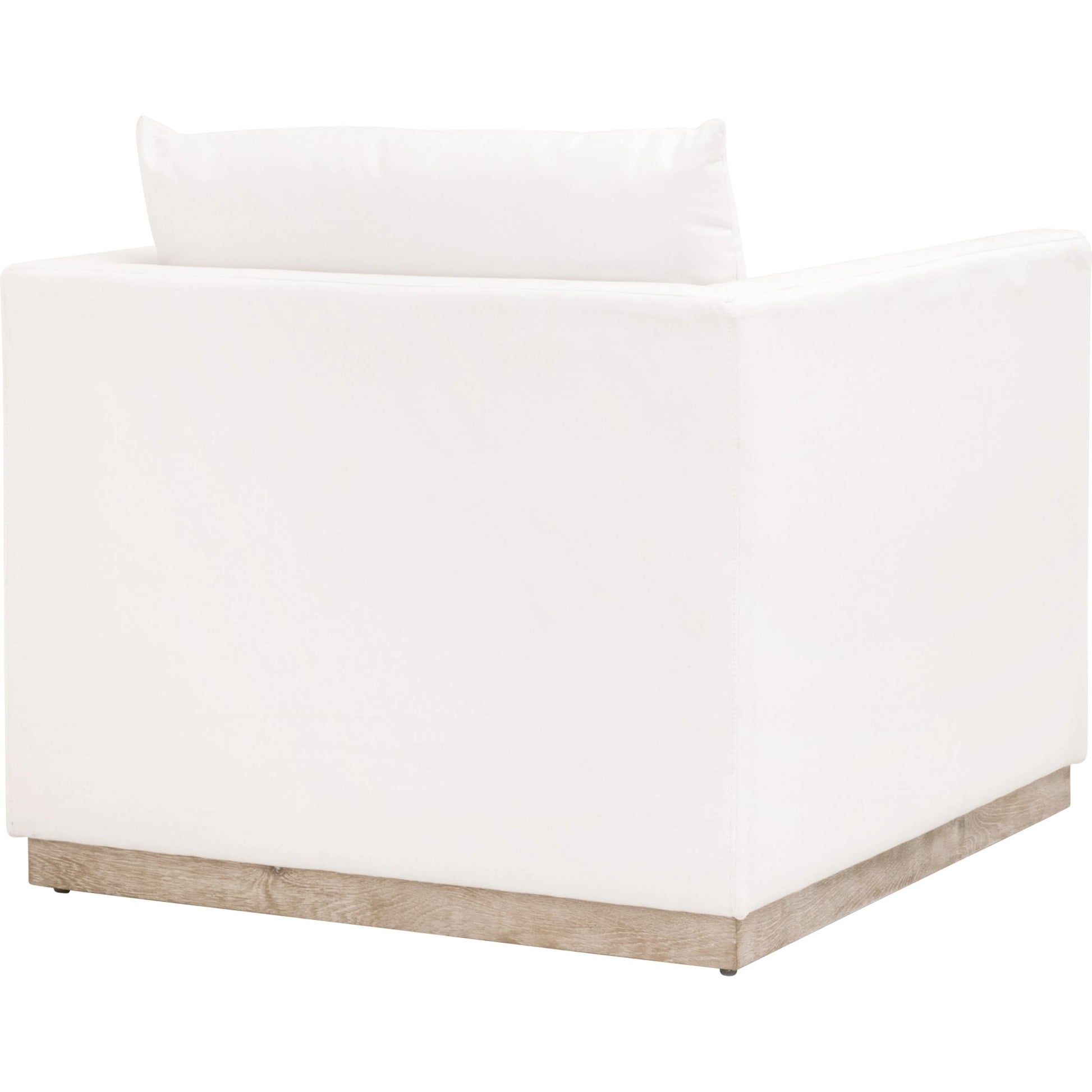 Siena Plinth Base Sofa Chair by Essentials For Living in natural gray oak, livesmart machale-ivory. Made from solid oak wood, mdf, plywood, 100% polyester fabric, foam, feather in a modern style.