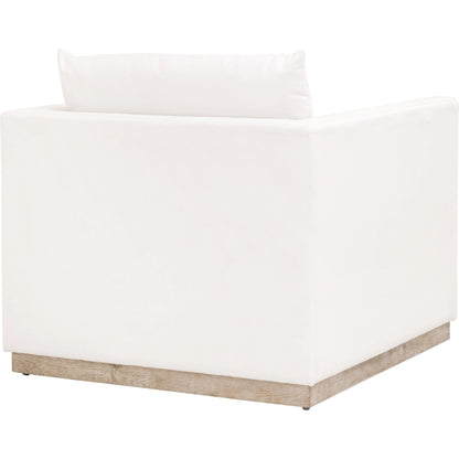 Siena Plinth Base Sofa Chair by Essentials For Living in natural gray oak, livesmart machale-ivory. Made from solid oak wood, mdf, plywood, 100% polyester fabric, foam, feather in a modern style.