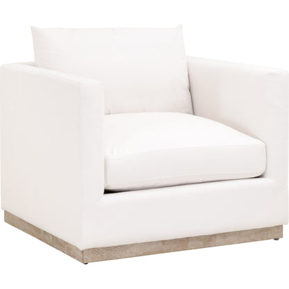 Siena Plinth Base Sofa Chair by Essentials For Living in natural gray oak, livesmart machale-ivory. Made from solid oak wood, mdf, plywood, 100% polyester fabric, foam, feather in a modern style.