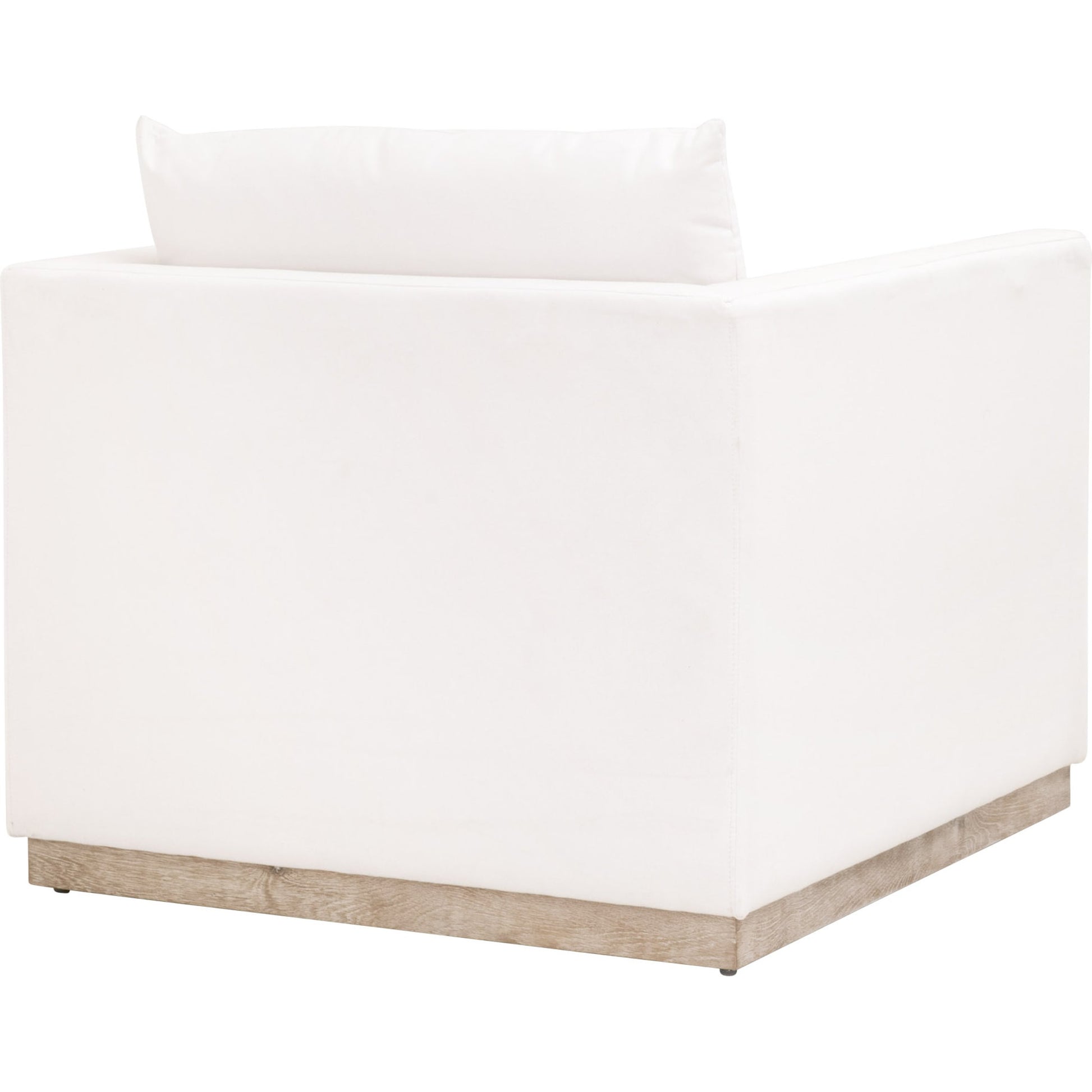 Siena Plinth Base Sofa Chair by Essentials For Living in natural gray oak, livesmart machale-ivory. Made from solid oak wood, mdf, plywood, 100% polyester fabric, foam, feather in a modern style.