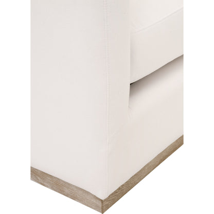 Siena Plinth Base Sofa Chair by Essentials For Living in natural gray oak, livesmart machale-ivory. Made from solid oak wood, mdf, plywood, 100% polyester fabric, foam, feather in a modern style.