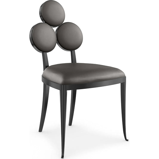Orion Dining Chair by Caracole in brushed tungsten. Made from metal in a unique style.