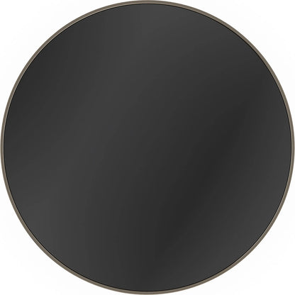 Umbra Side Table by Caracole in whisper of gold, piano black. Made from poplar, mirror, metal in a modern style.