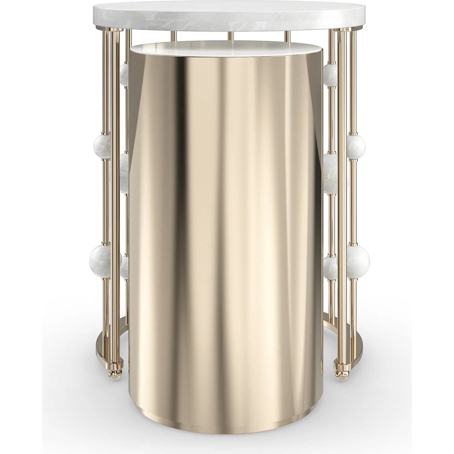 027 SI-2193894 | Additional Silo | Orbit Nesting Accent Table by Caracole in whisper of gold. Made from marble, metal in a modern style.