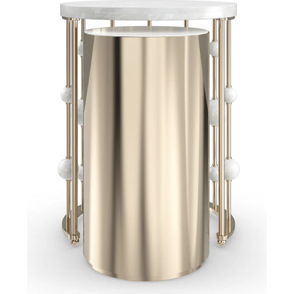 Orbit Nesting Accent Table by Caracole in whisper of gold. Made from marble, metal in a modern style.