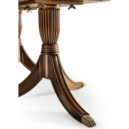 Windsor Regency Two-Leaf Mahogany Dining Table by Jonathan Charles in brown and medium antique mahogany. Made from acacia in a traditional style.