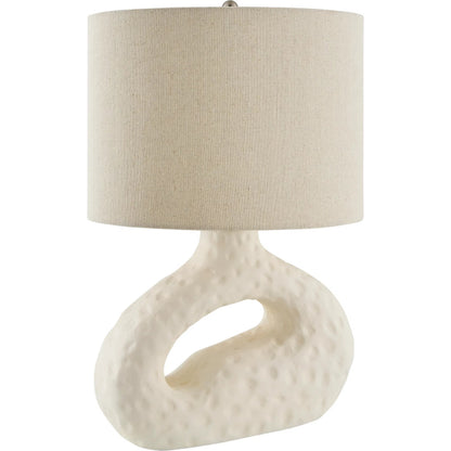 Susitna Accent Table Lamp by Surya in white, metallic nickel, translucent, brown and plated, painted. Made from resin, linen, polyester, steel in a transitional style.