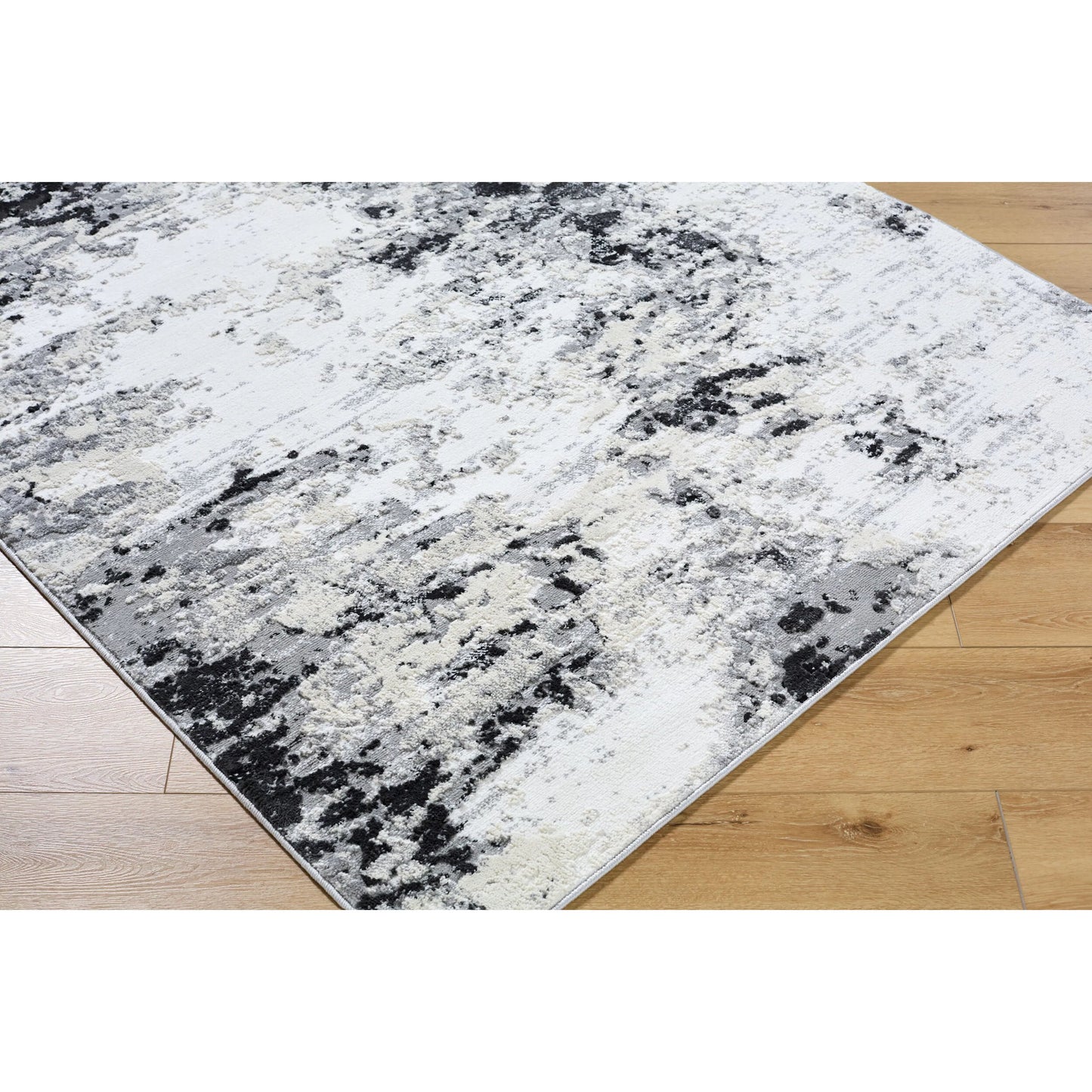 009 SI-2169024,SI-2169025 | Closeup | Siyah SIY-2308 Rug by Livabliss in white, gray, black. Made from polyester, polypropylene in a unique style.