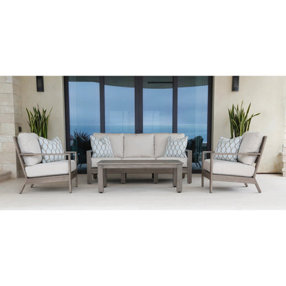 Laguna Outdoor Sofa by Sunset West in browns. Made from aluminum in a modern style.