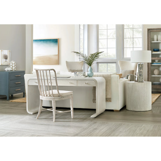 Serenity Bayport Writing Desk by Hooker Furniture in sand dollar, champagne. Made from wood, raffia in a modern style.