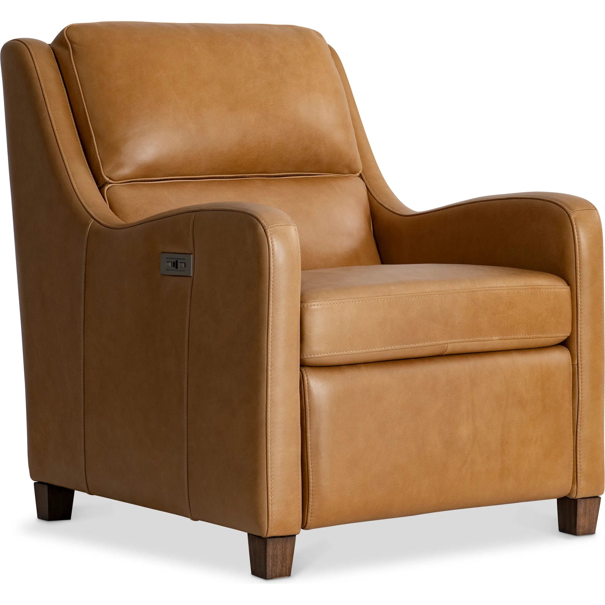 Dillon Leather Recliner by Bernhardt in beige, tan. Made from leather in a traditional style.