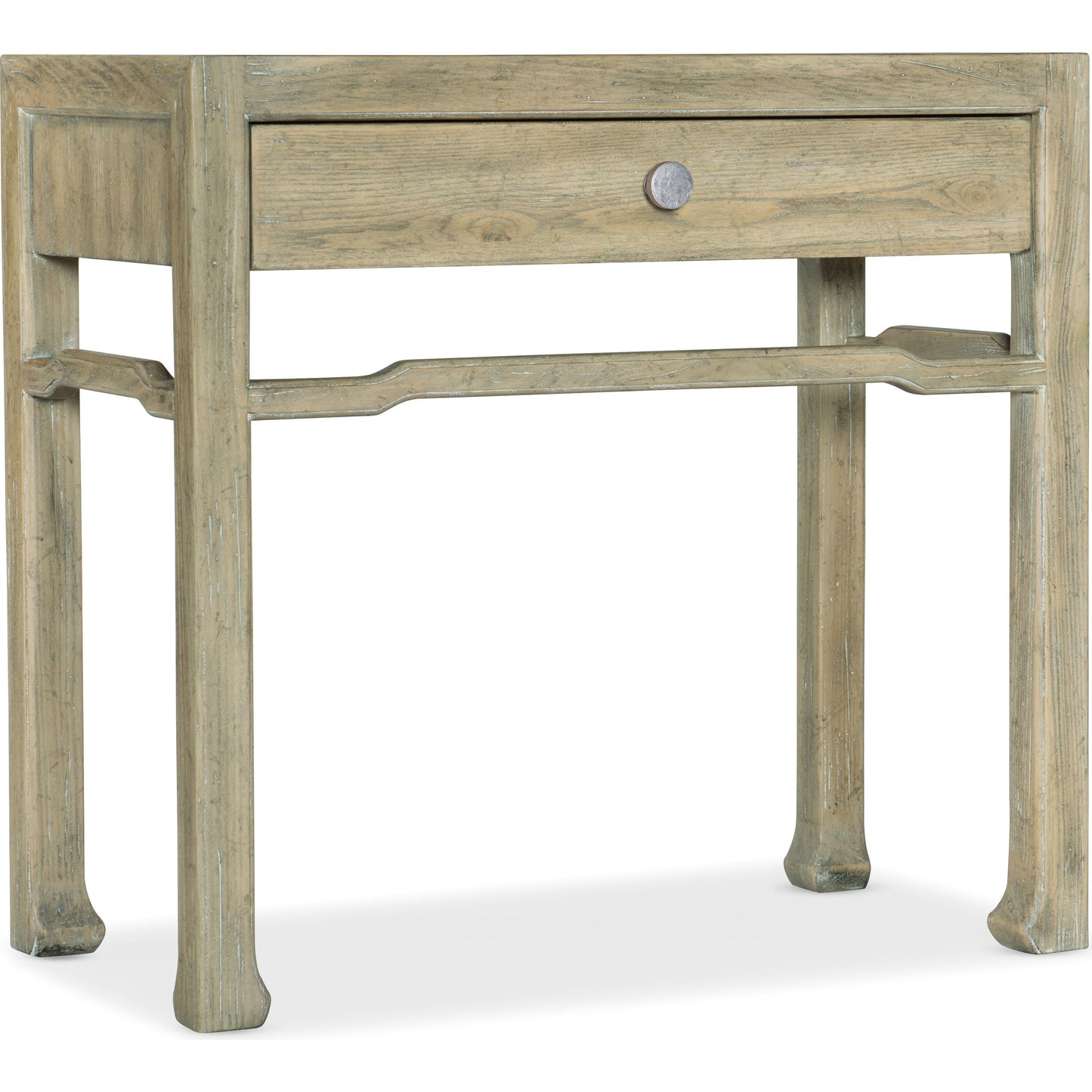 001 SI-1749846 | Primary Silo | Surfrider Nightstand by Hooker Furniture in driftwood. Made from pecan veneers, felt panel, self-closing undermount drawer guides, solid-wood edge top in a cottage & farmhouse style.