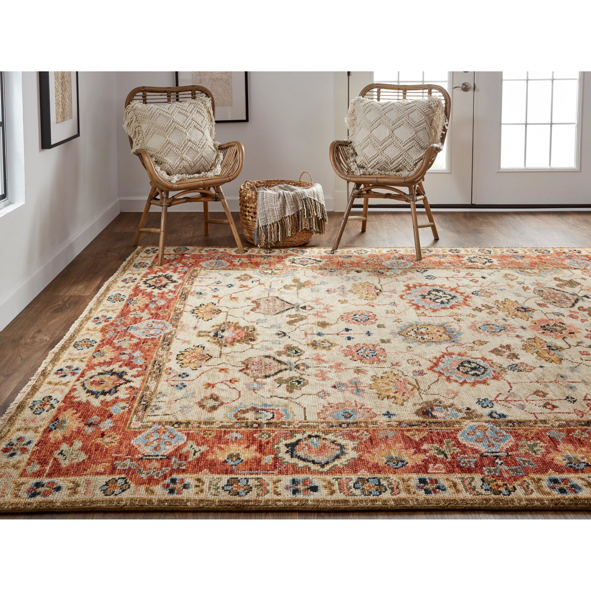 Carrington Traditional Oriental Rug - 6805F by Feizy in ivory, red, blue. Made from wool in a unique style.