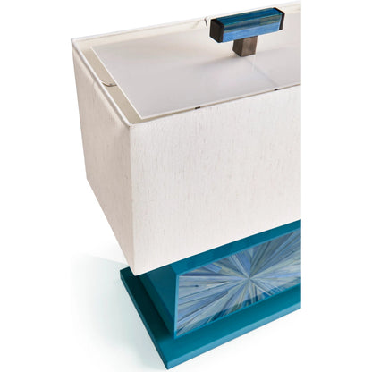 Sapphire Horizontal Table Lamp by Jonathan Charles in azure blue straw. Made from main straw in a unique style.