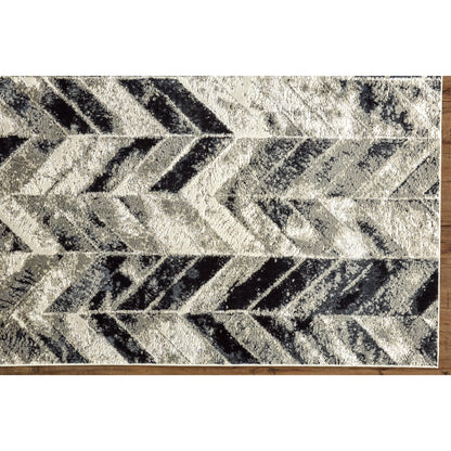 Micah Chevron Rug - 3048F by Feizy in black, gray, silver. Made from polyester, polypropylene in a unique style.