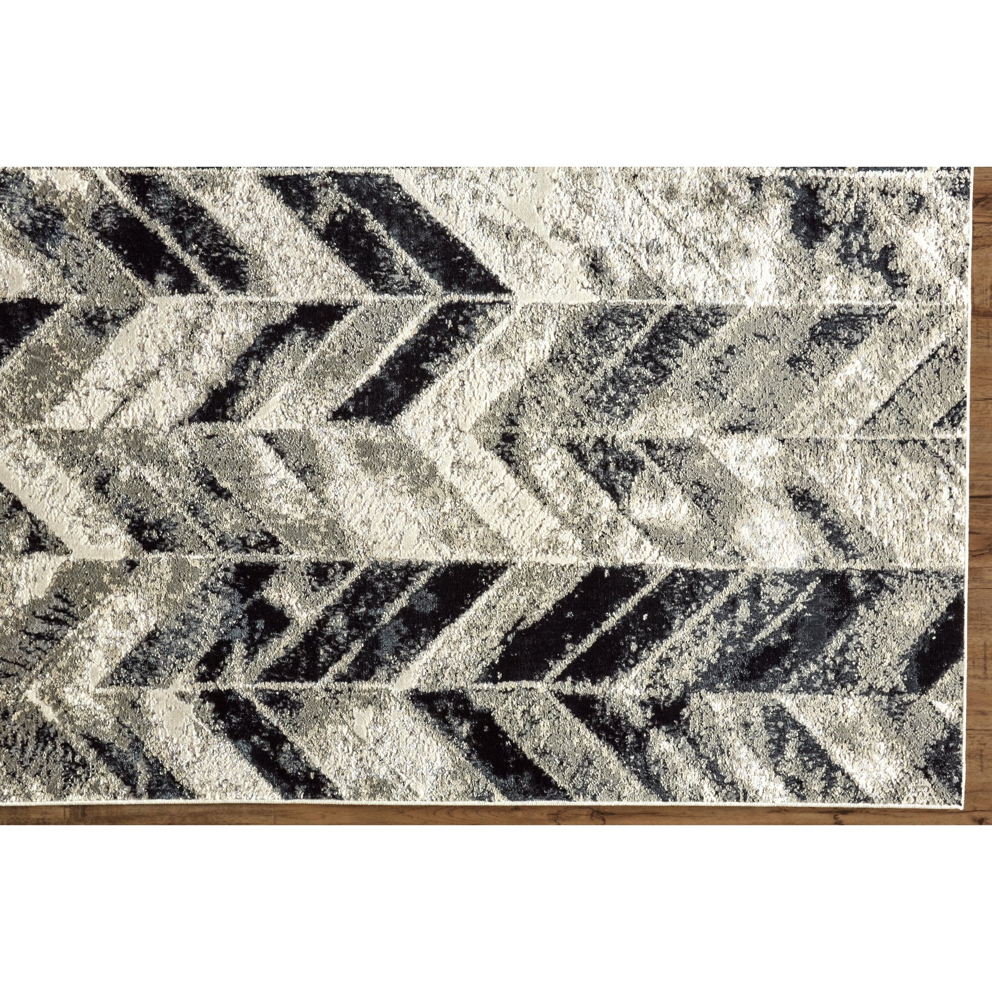 Micah Chevron Rug - 3048F by Feizy in black, gray, silver. Made from polyester, polypropylene in a unique style.