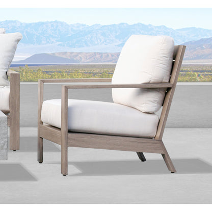 Laguna Outdoor Club Chair by Sunset West in browns. Made from aluminum in a modern style.