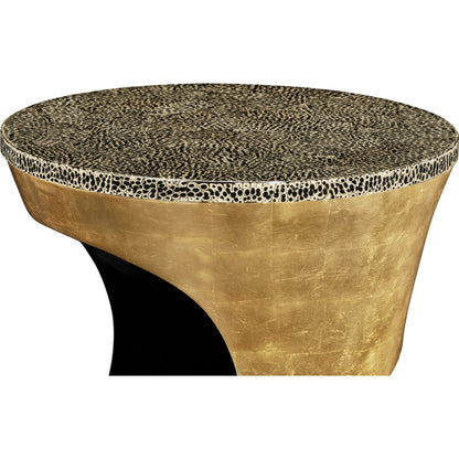 Eclectic Round Cut-Out Lamp Table by Jonathan Charles in dalmatian eggshell. Made from resin in a modern style.