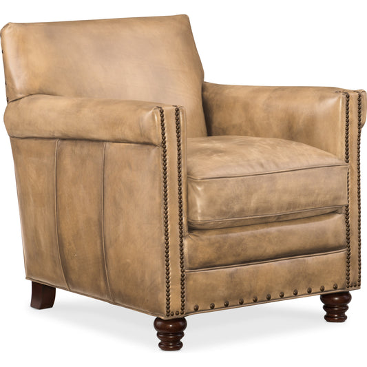 Potter Club Chair by Hooker Furniture. Made from leather in a unique style.