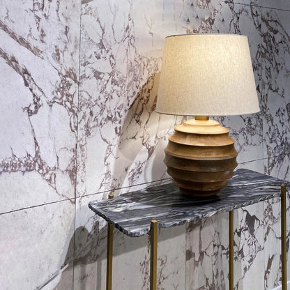 Skye Natural Lamp by LH Imports in brown, off-white and natural. Made from mango wood, cotton in a unique style.
