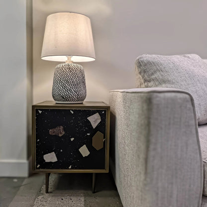 Skye Swirl Lamp by LH Imports in gray, black, off-white. Made from ceramic, cotton in a unique style.
