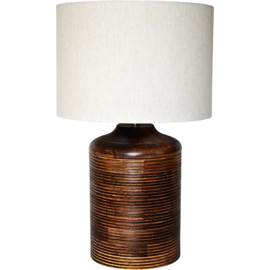 Skye Heritage Lamp by LH Imports in brown, off-white and brown. Made from wood, cotton in a unique style.