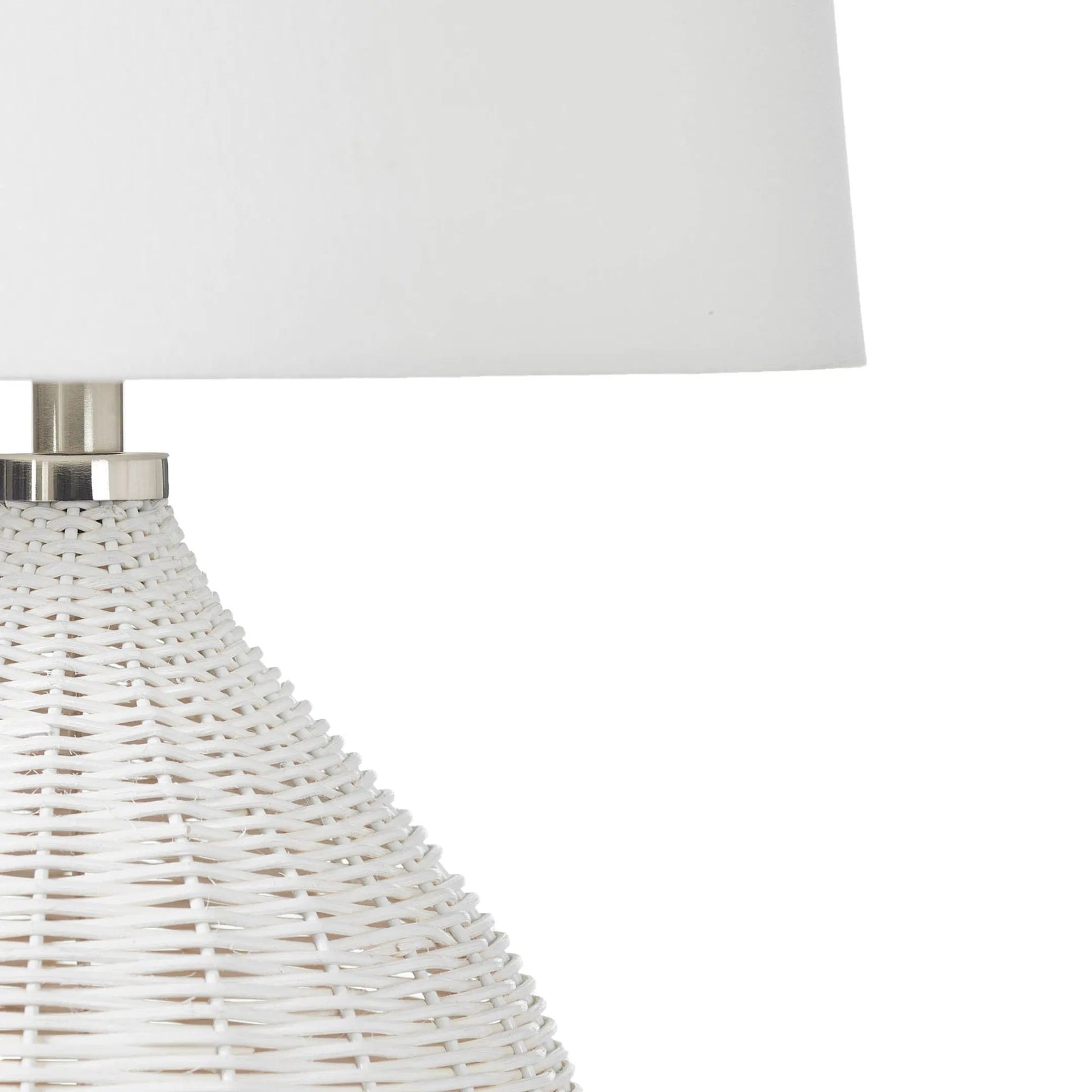 Oceana Table Lamp by LH Imports in white, off-white and white. Made from rattan, linen fabric in a unique style.