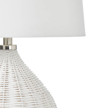 Oceana Table Lamp by LH Imports in white, off-white and white. Made from rattan, linen fabric in a unique style.
