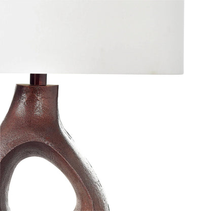 Ember Table Lamp by LH Imports in copper, off white and copper. Made from aluminum, linen in a unique style.