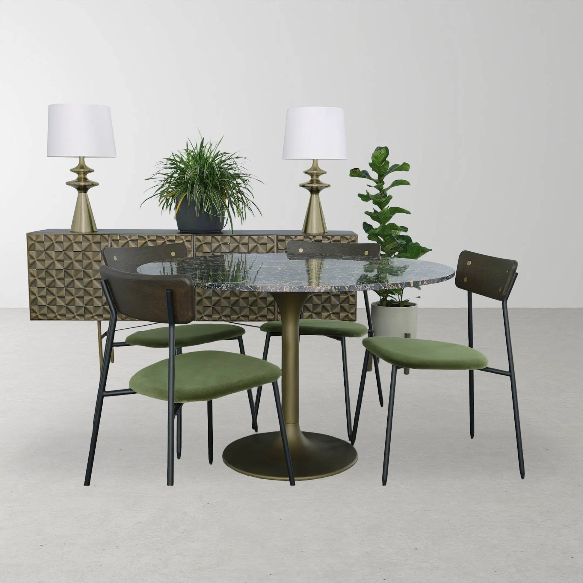 Symphony Table Lamp by LH Imports in brass, off-white and antique brass. Made from aluminum, linen in a unique style.