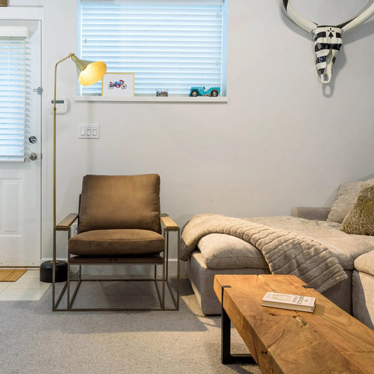 Lumia Floor Lamp by LH Imports in brass, black and brass, black. Made from iron in a unique style.